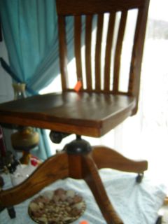 Old 50s Oak Office Chair Swivel Tilt Casters