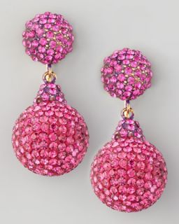 Y1DS2 Jose & Maria Barrera Pave Crystal Double Drop Earrings, Fuchsia