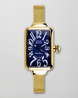 large mesh strap rectangular watch gold $ 195