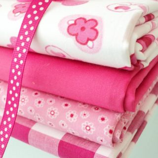Happy Hearts Cerise 4 Metre Bundle PolyCotton Fabric Great for Bunting