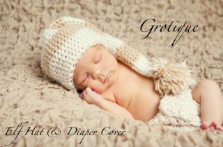Elf Hat Diaper Cover Set Photo Prop Size Newborn
