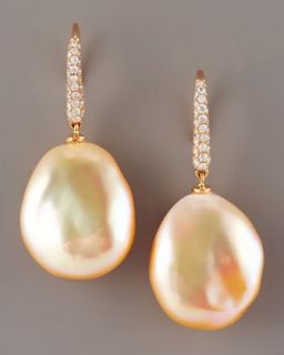 O4847 Assael Diamond & Pearl Earrings, Peach