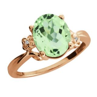 66 Ct Oval Green Amethyst Topaz 14K Rose Gold Ring Jewelry 