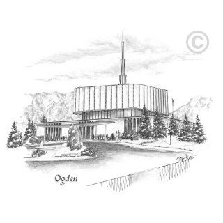 LDS Ogden Utah Temple Chad Hawkins Sketch   5x7 Print
