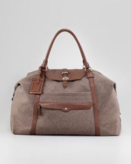 N1UWD Brunello Cucinelli Leather and Flannel Overnight Bag