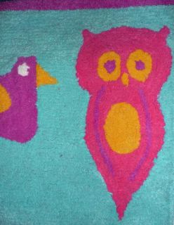 Purple Owl Girls Cotton Bedroom Bath Floor Rug Mat New