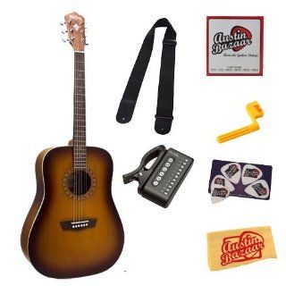 Washburn WD7S Dreadnought Acoustic Guitar Bundle with