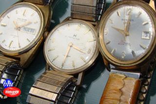 Vintage Mens Wristwatches 3 Watches Waltham Hamilton Benrus