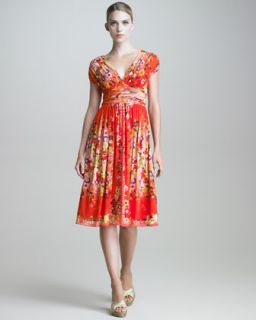 fuzzi printed v neck dress available in 302 flamma $ 595 00 fuzzi