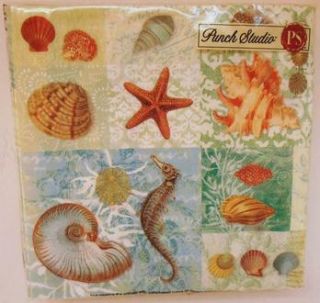 Punch Studio Sea Treasures 20 Paper Luncheon Napkins Beach Shells