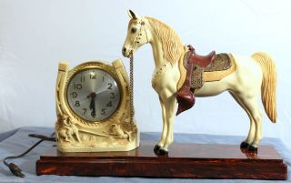1950s Breyer Western Horse Clock Works with Horse Saddle Sessions