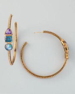 triple stone hoop earrings $ 395
