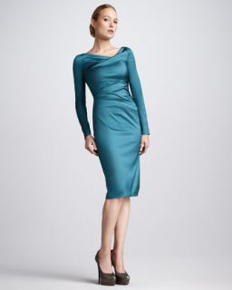 T5E3Q Talbot Runhof Long Sleeve Ruched Cocktail Dress