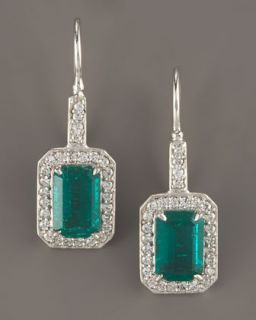 Fantasia by DeSerio Emerald Drop Earrings   