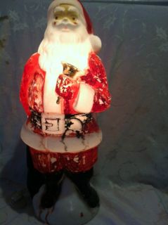 Vintage Christmas Blow Mold 1969 SANTA CLAUSE LIGHT BELL Holiday
