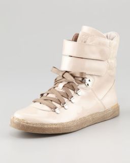 X1LBT Brunello Cucinelli Patent Leather Hi Top Sneaker, Sand