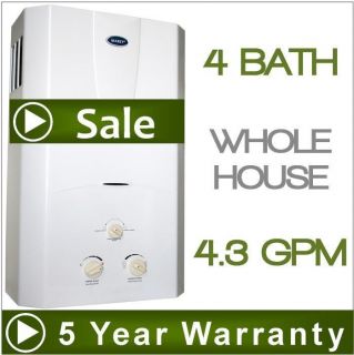Tankless Hot Water Heater Natural Gas 4 3 GPM 4 Bath Whole House Marey