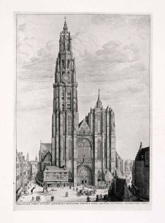  Print Antwerp Cathedral Wenceslaus Hollar Church Religion City