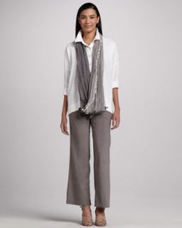 Eileen Fisher Classic Stretch Linen Shirt, Sparkled Striped Infinity