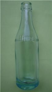 Vintage Hires 7 oz Aqua Embossed Bottle Mark Registered with Bubbles