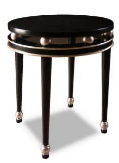 Silver Spheres Contemporary Side Accent Table Solid Hardwood Classic