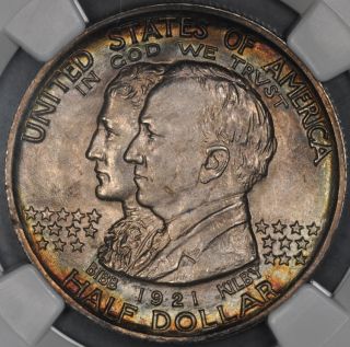 1921 NGC MS65 Alabama Commem Half Dollar Color Toned