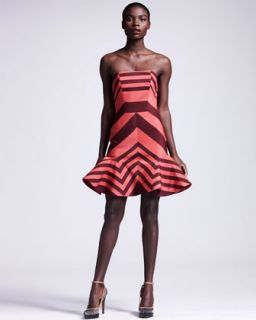 B1ZPQ Lanvin Flounce Skirted Striped Dress