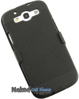 Black Rubberized Hard Case Belt Clip Holster for Samsung Galaxy s 3
