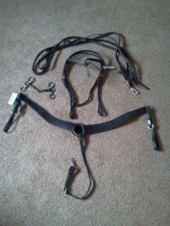 Dark oil headstall reins breastcollar and bit horse tack bridle