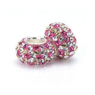 Set of 2   Bella Fascini Pink Raspberry Yellow & Crystal Clear Pave