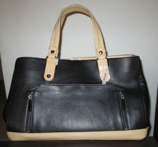 Henri Bendel Color Black Camel Leather Satchel Shoulder Bag