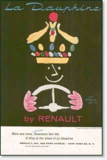 1957 Renault Dauphine Herbert Leupin Art Vintage Ad