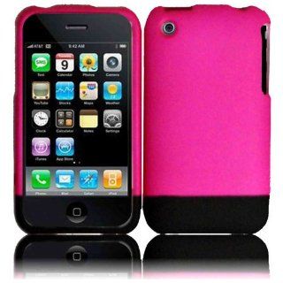 Hot Pink/Black Slider Case Cover for Apple Iphone 3G 3GS