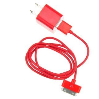EarlyBirdSavings 0.9M 3Ft Red USB Data Cable + Wall AC