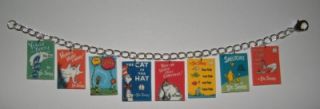Dr Suess Cat in the Hat Book Cover Charm Bracelet, The Grinch, Horton