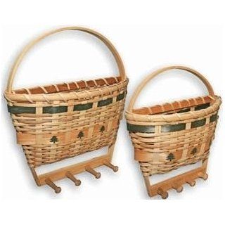 Rustic Hand Crafted Mail & Key Holder Baskets with Pegs
