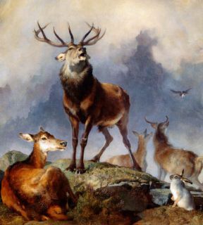 Highland Deer Monarch Glen Landseer Repro Paper Canvas