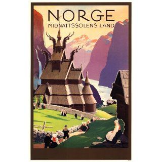 Norway Travel Poster   Land of The Midnight Sun   Norge