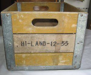 Hi Land Hiland Dairy Wood Crate 1955 Milk Advertising
