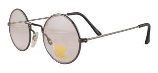 Vintage Round Clear Lens Gun Hippie Glasses 6001ACL