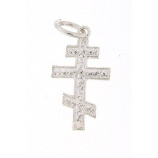 Sterling Silver 18 Snake Chain Necklace with Charm Three Cross