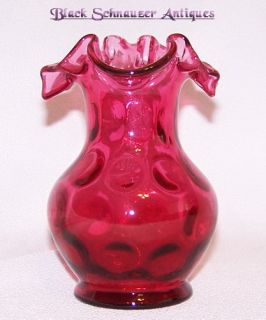 Cranberry RUBY Red Thumbprint Ruffled Top Pitcher Hobbs? Fenton?