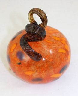Havest Orange Hand Blown Glass Pumpkin Home Decor Collector Item