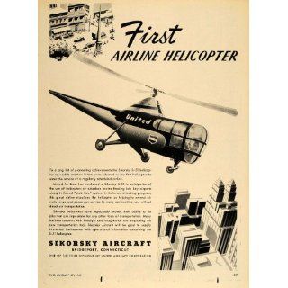 1947 Ad Sikorsky S 51 Helicopter United Air Lines