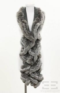hockley grey wool open knit chinchilla fur scarf