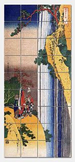 Hokusai Li Po Admiring Waterfall Glass Mural Backsplash Kitchen 24x54
