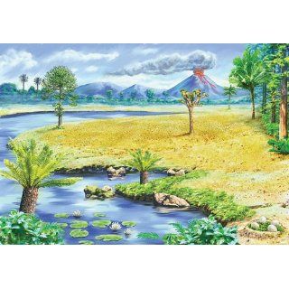 Dinosaur Landscape Puzzle & Static Cling Stickers by