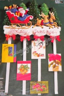 Bucilla Holiday Greetings Santa Sleigh Christmas Card Holder Felt Kit