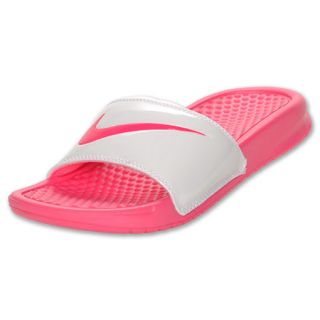 Nike Benassi Swoosh Kids Slide Sandals White/Pink