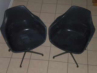 Rare Black Mid Century Signed Burke Saarinen Swivel Tulip Chairs
